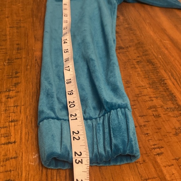 Juicy Couture Velour Hoodie Spellout JUICY on Hood Teal Peacock Girls Sz 14 - Picture 8 of 11